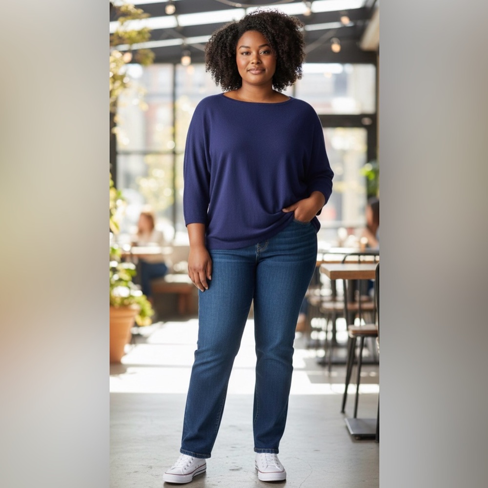 New York & Company Deep Blue Knit Top / New Without Tags